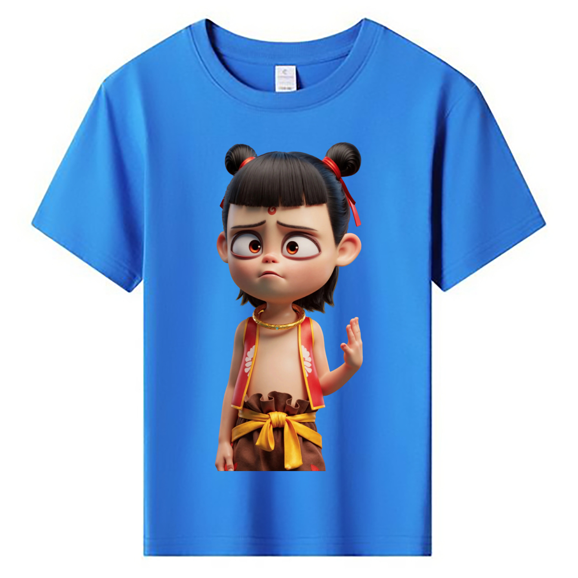 （画像用） Ne Zha 2 ナタ 魔童の大暴れ 綿100％キッズTシャツ（フロントプリント）